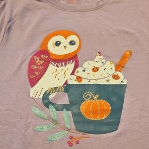 Owl Graphic Long Sleeve Tee - Purple